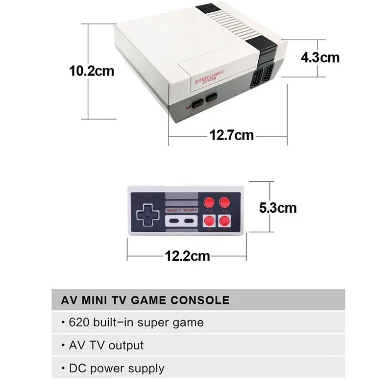 Handheld Family Recreation Video Console AV Output Retro Built-In 620 Classic Games Dual Gamepad Gaming Player Toys Holiday Gif